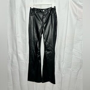H&M faux leather flare black jeans y2k 90s 70s festival rave goth US sz 4